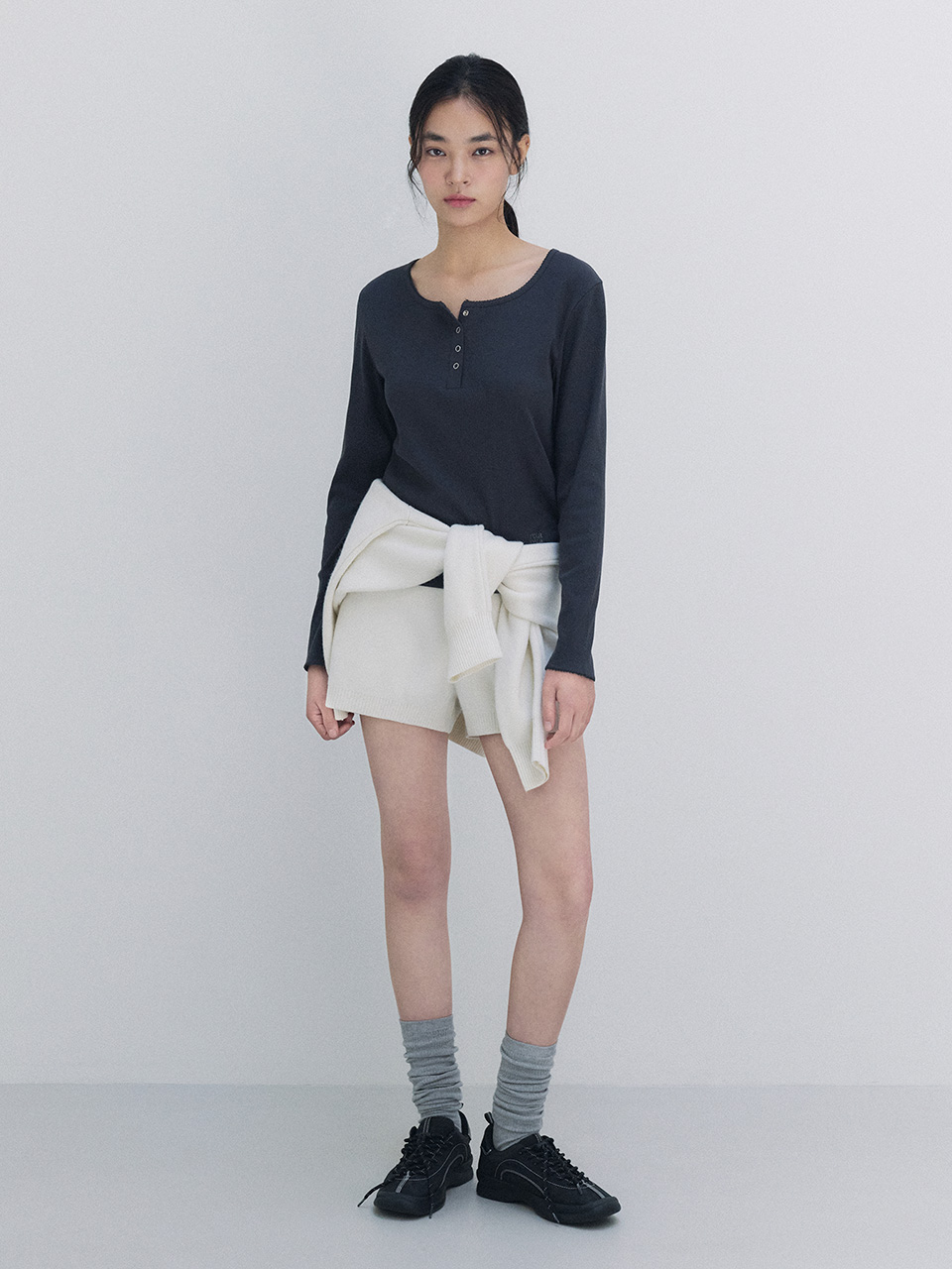 NUBASIC KNIT HALF PANTS IVORY