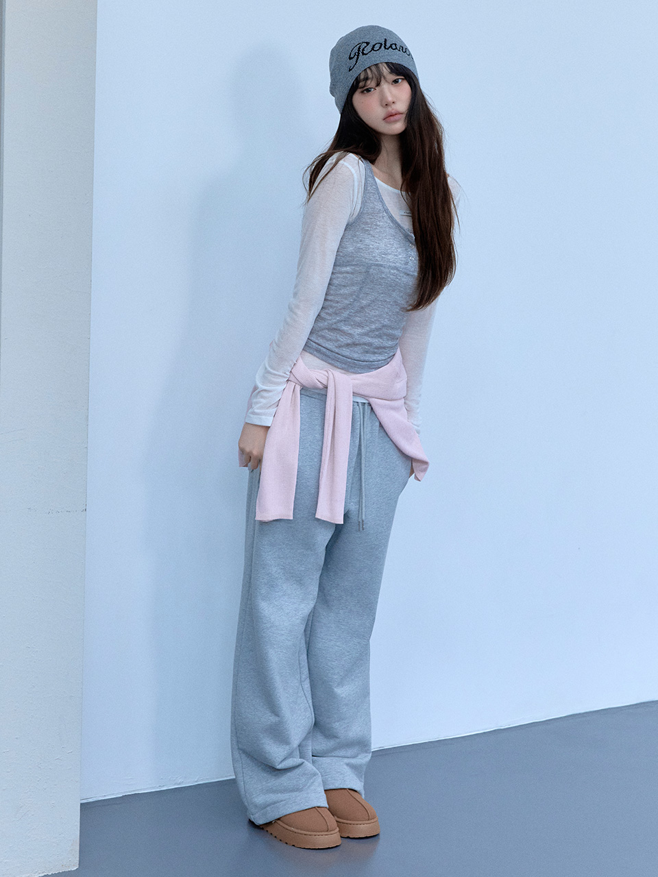 NUBASIC LAYERED JOGGER PANTS GRAY