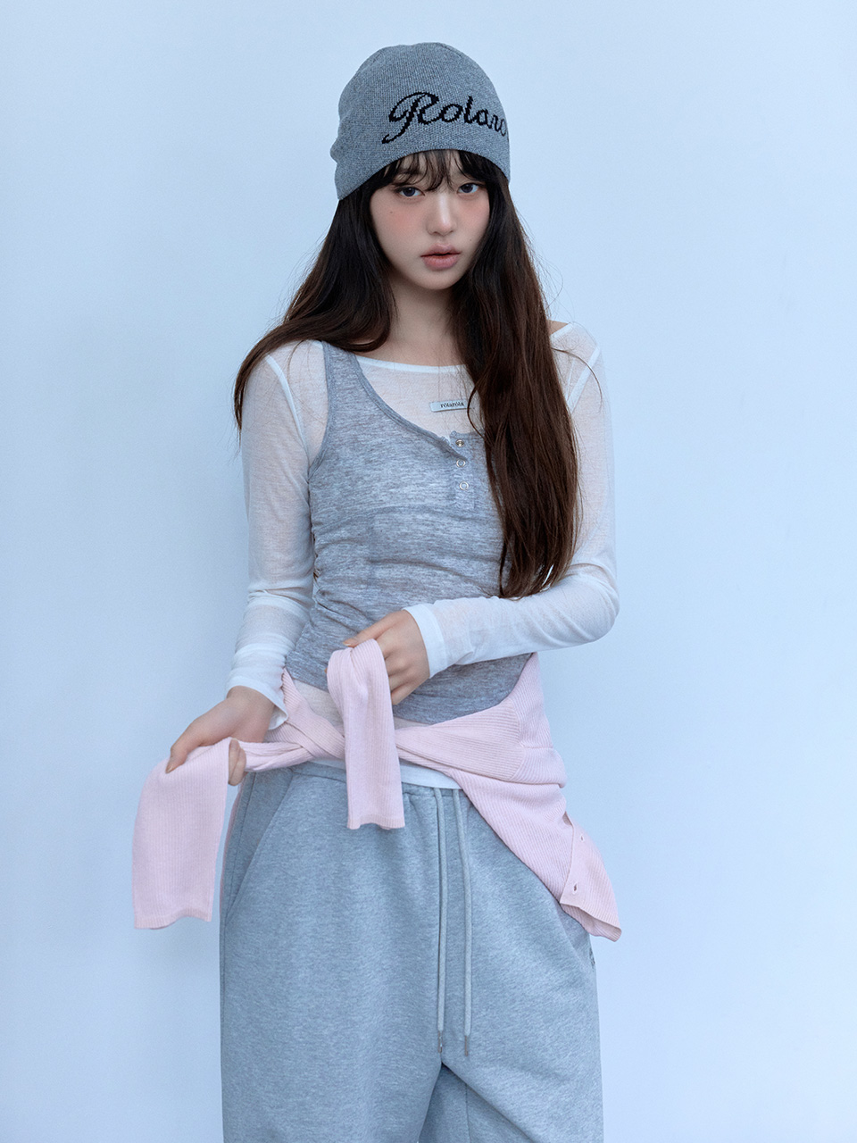 NUBASIC LAYERED JOGGER PANTS GRAY