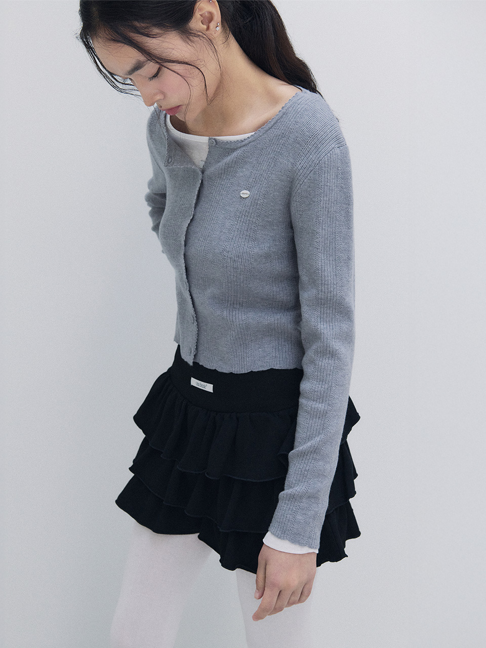 NUBASIC FRILL MINI SKIRT BLACK