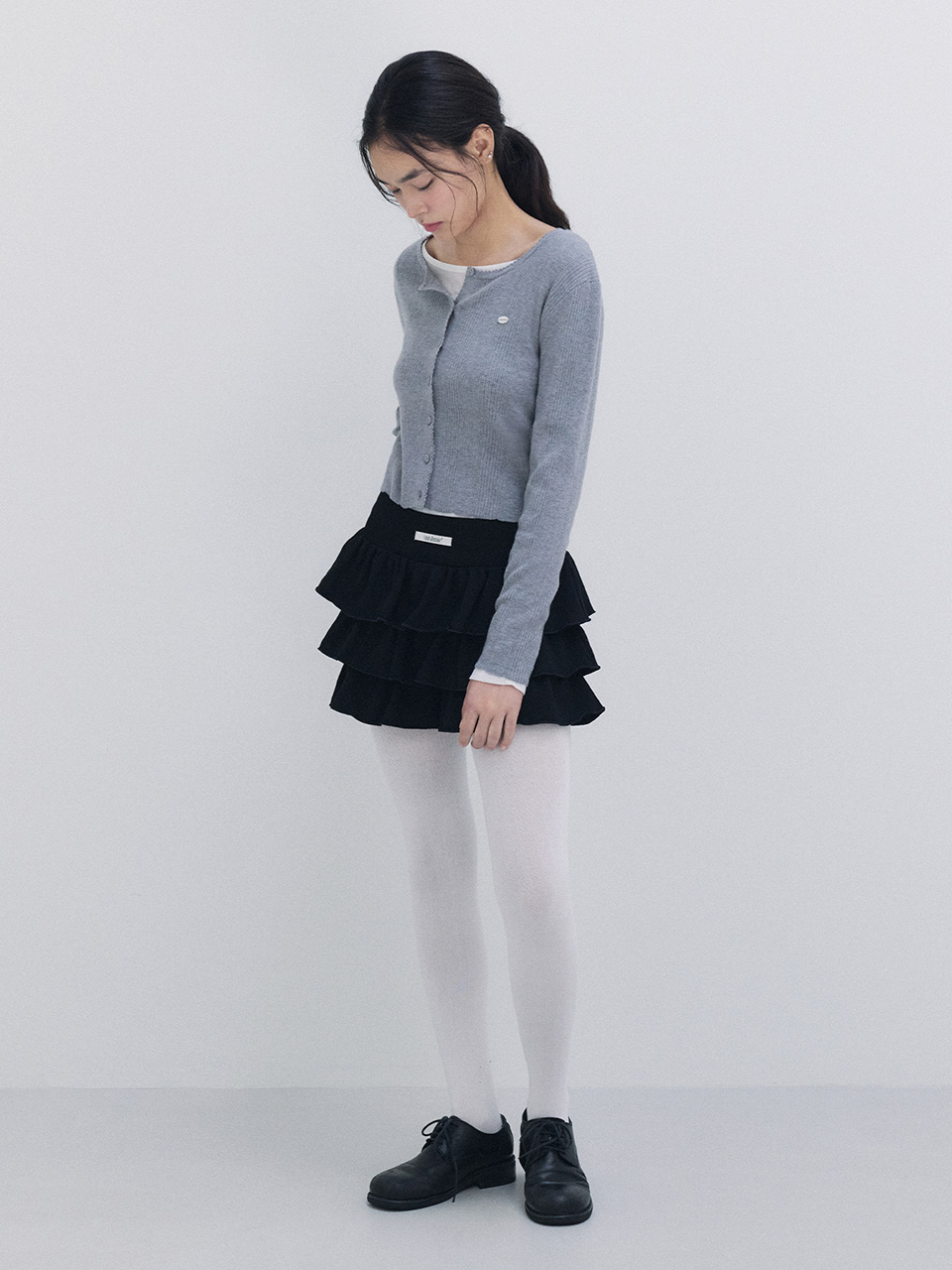 NUBASIC FRILL MINI SKIRT BLACK