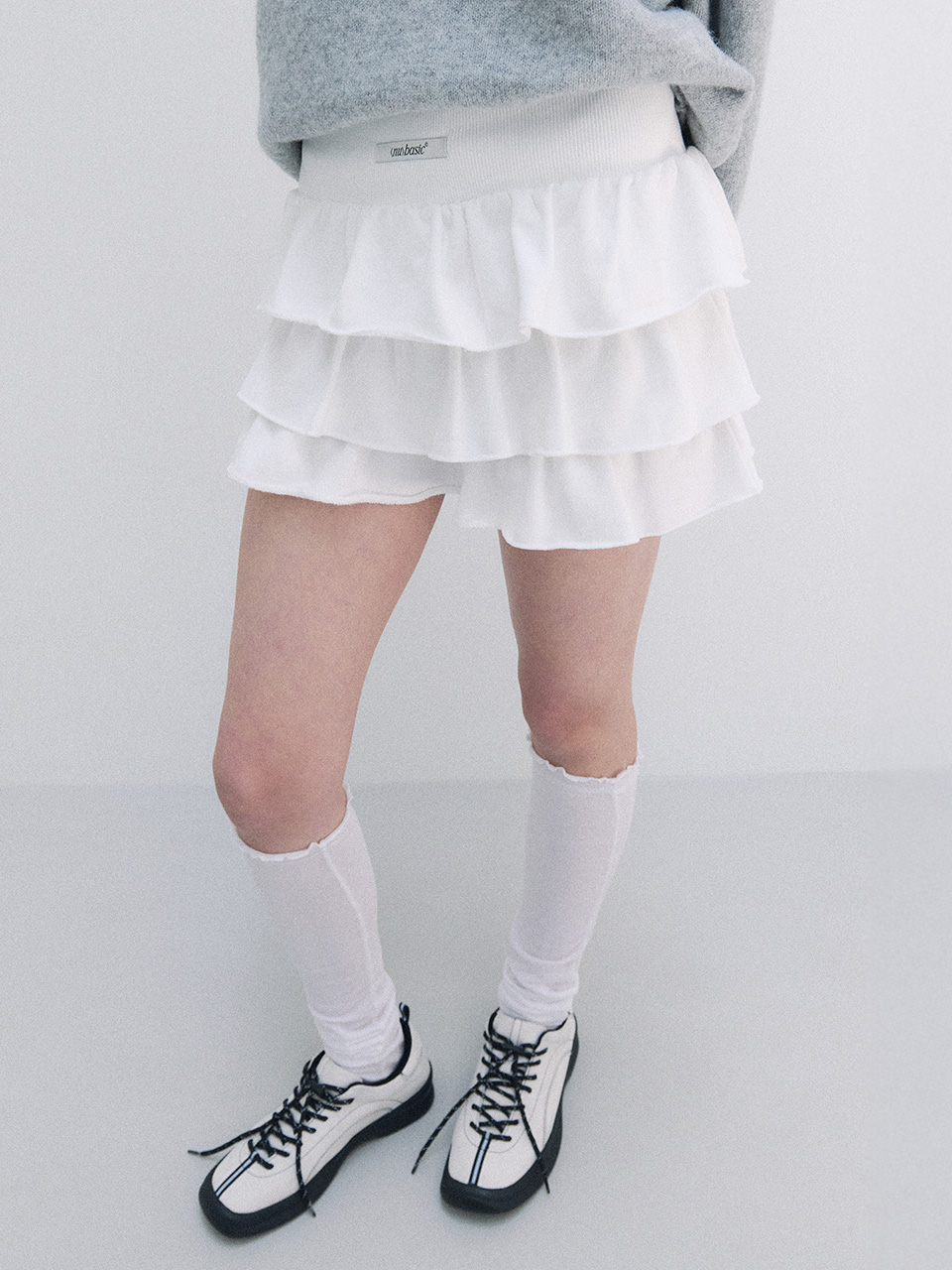 NUBASIC FRILL MINI SKIRT WHITE