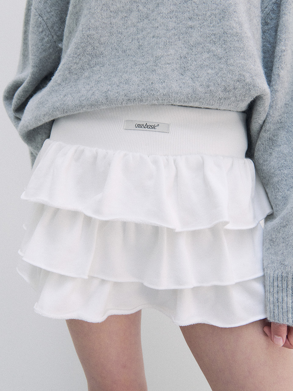 NUBASIC FRILL MINI SKIRT WHITE