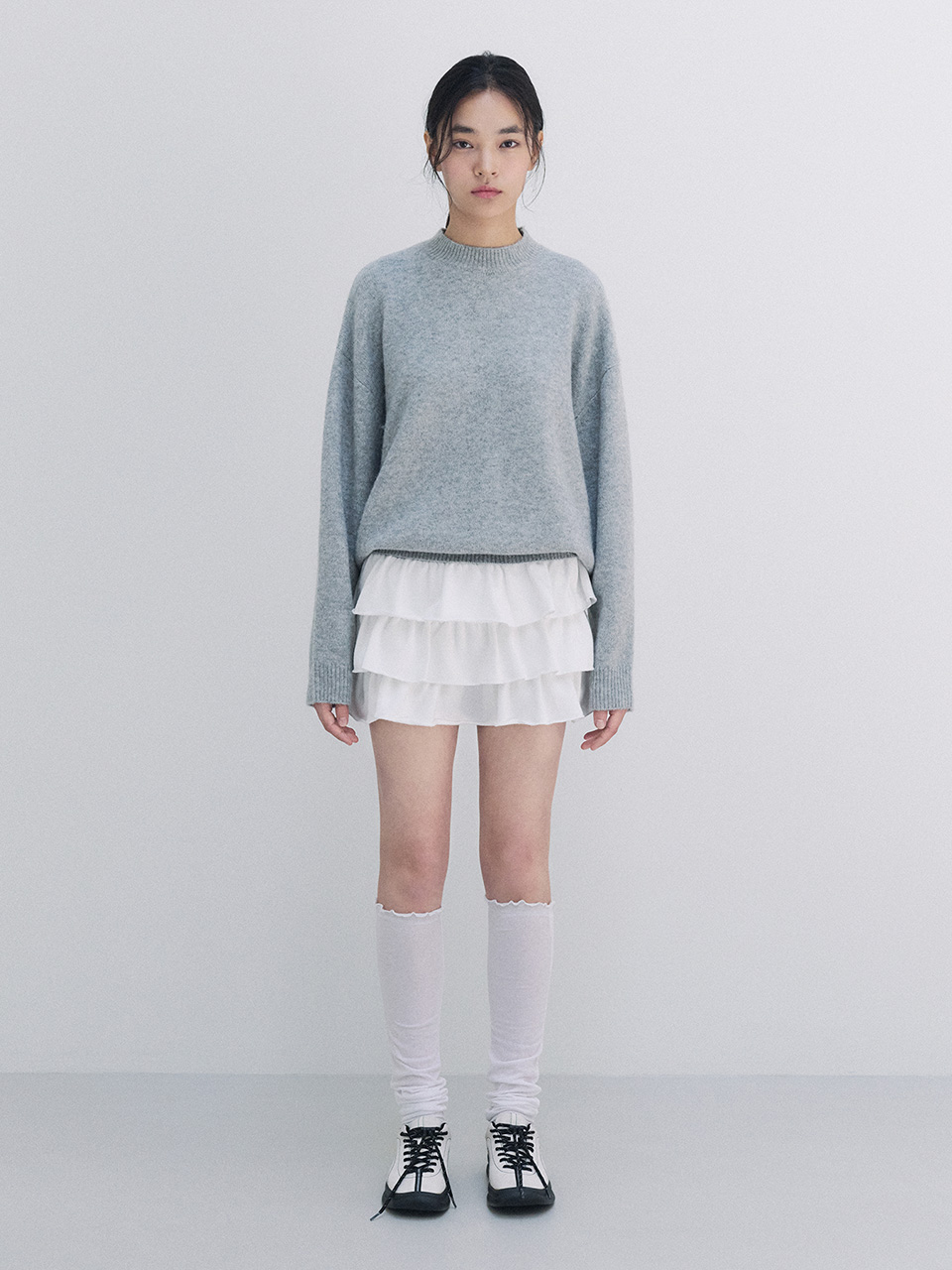 NUBASIC FRILL MINI SKIRT WHITE