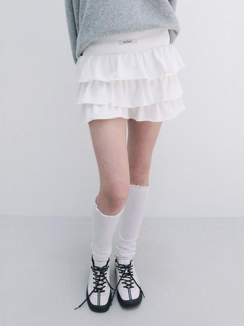 NUBASIC FRILL MINI SKIRT WHITE