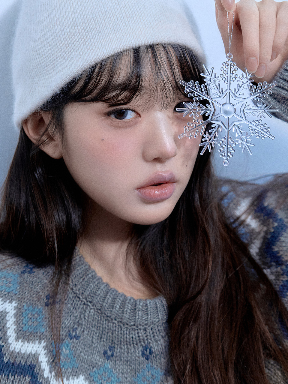 JACQUARD NORDIC WOOL KNIT GRAY