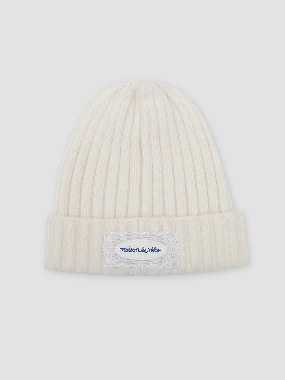 LACE LABEL ANGORA KNIT BEANIE MELANGE GRAY