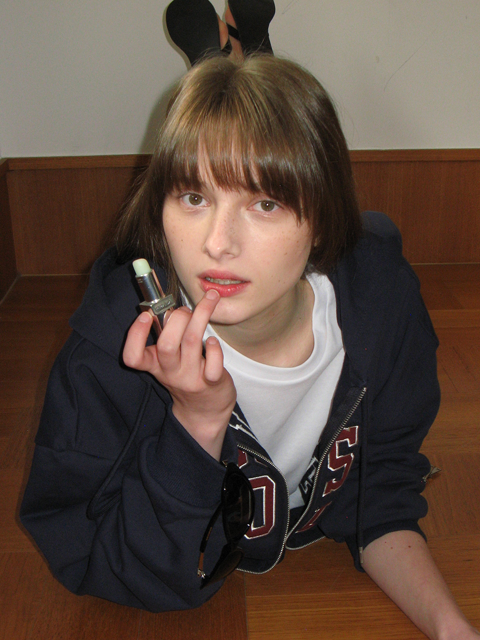 PATCHWORK CAMPUS HOOD ZIP-UP NAVY