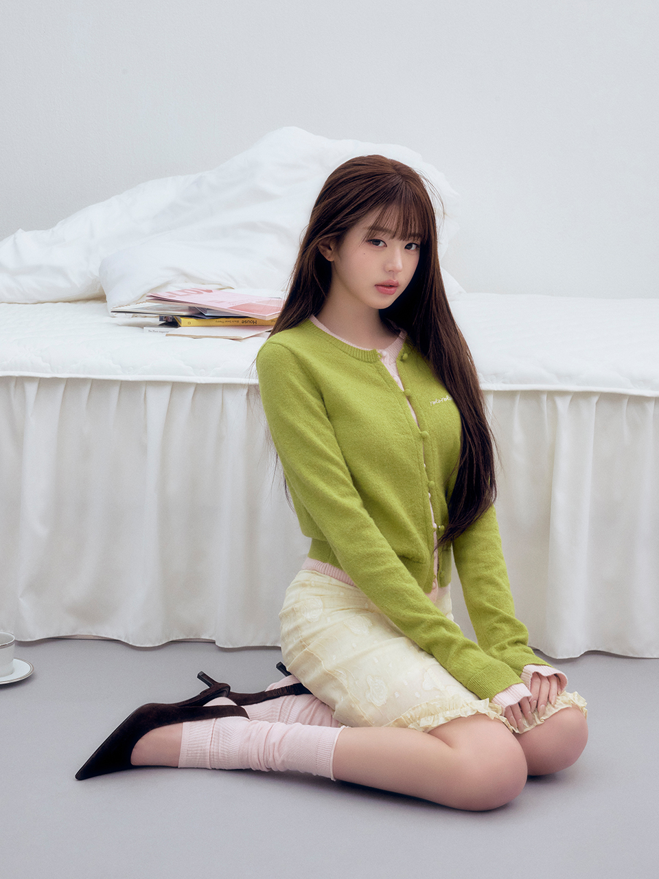 LAYERED KNIT CARDIGAN OL+PK