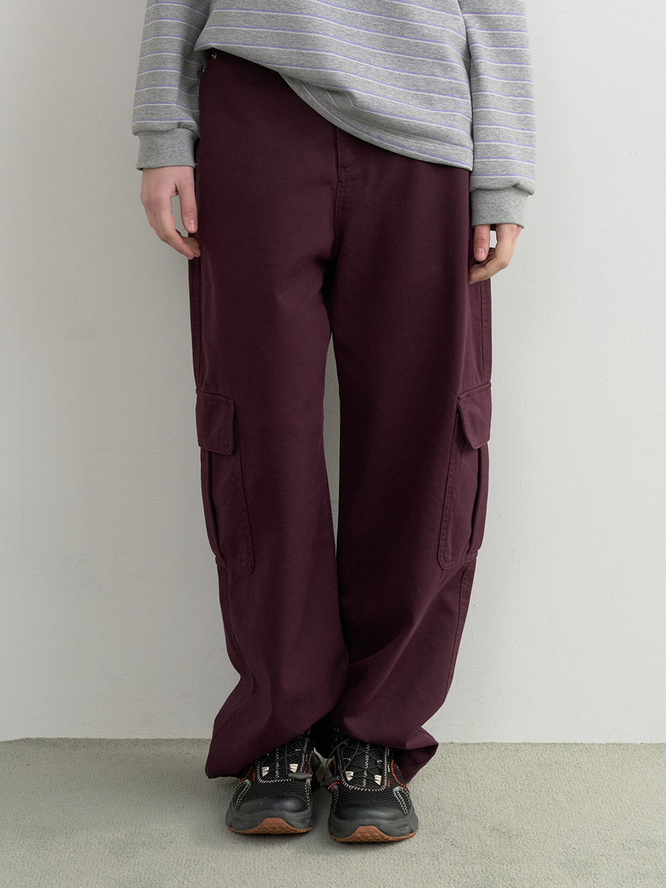 CARGO WIDE COTTON PANTS PURPLE