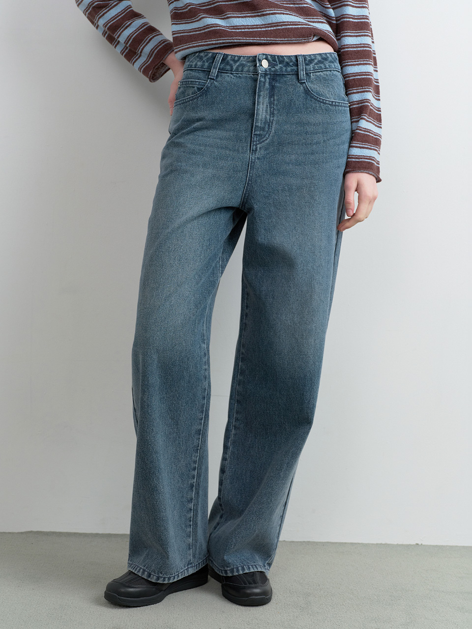 BACK SEAM DENIM PANTS DEEP BLUE