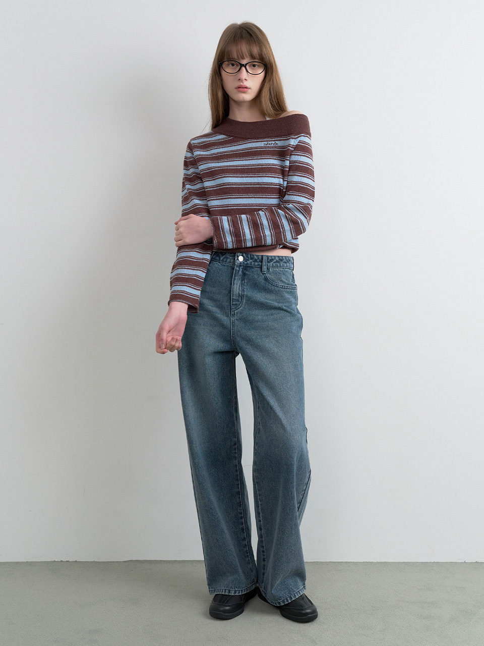 BACK SEAM DENIM PANTS DEEP BLUE