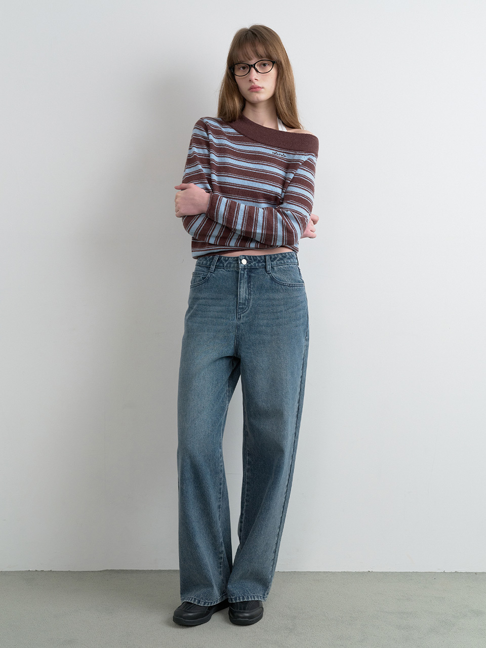 BACK SEAM DENIM PANTS DEEP BLUE