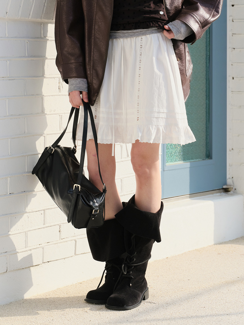 COTTON LACE MINI SKIRT WHITE