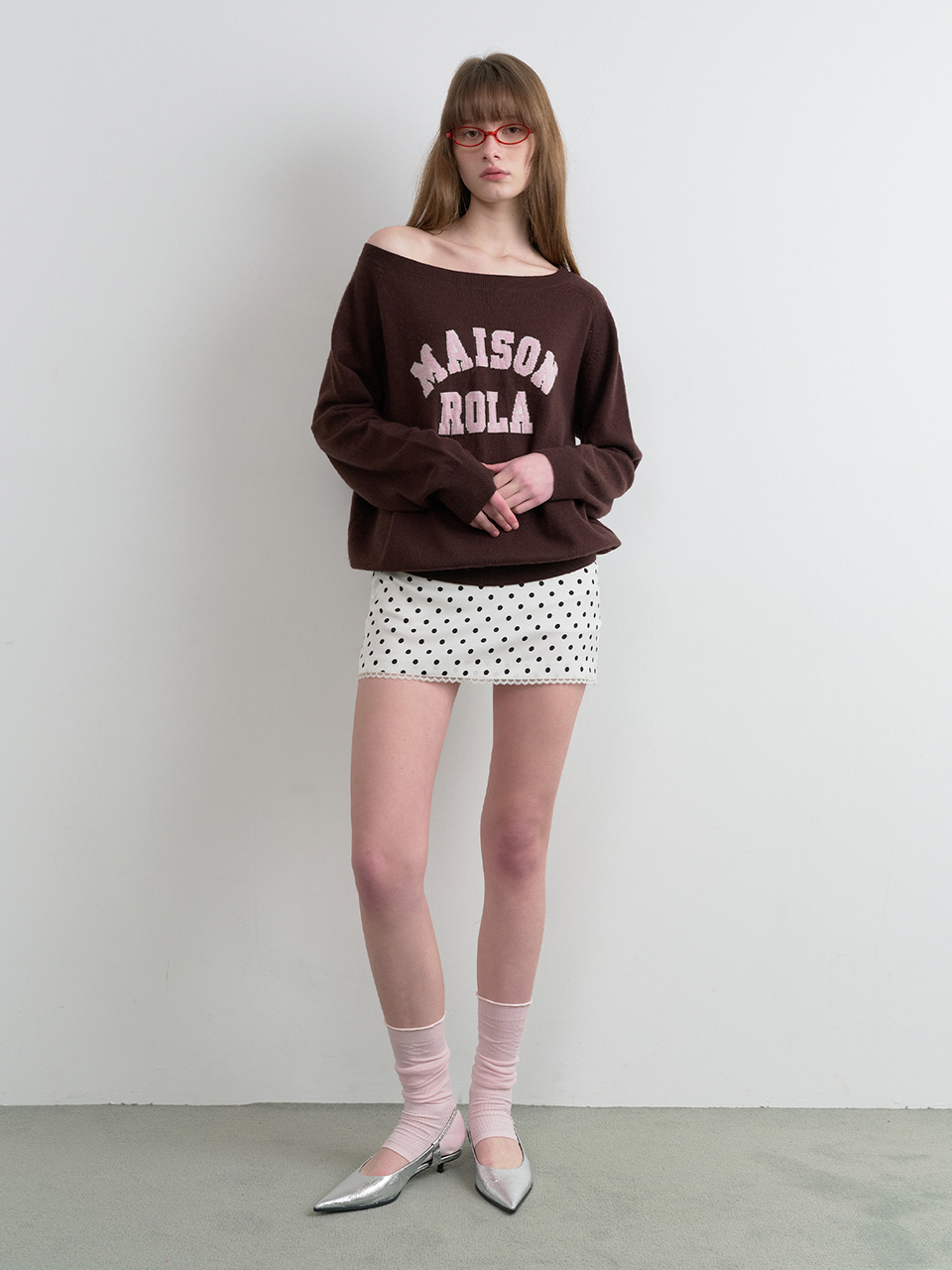 DOT MINI SKIRT WHITE