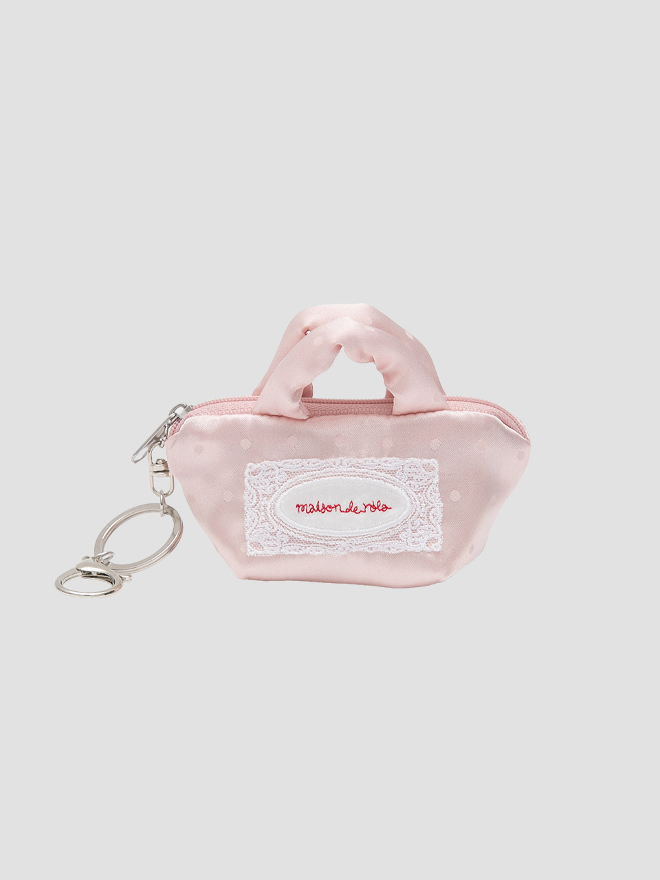 DOT SATIN MINI POUCH KEYRING PINK