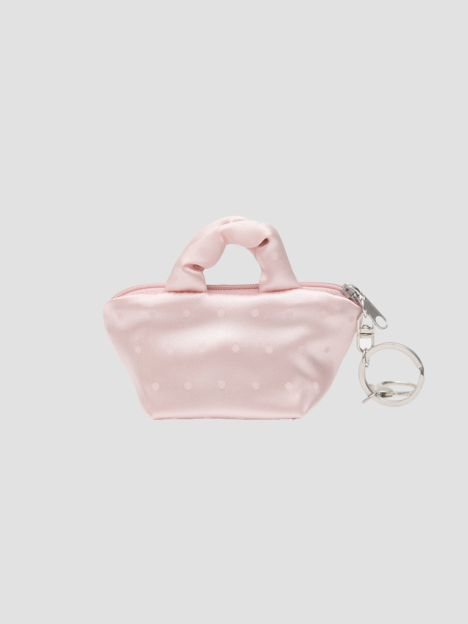 DOT SATIN MINI POUCH KEYRING PINK