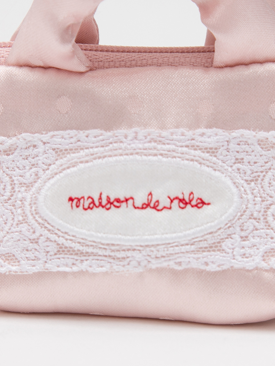 DOT SATIN MINI POUCH KEYRING PINK