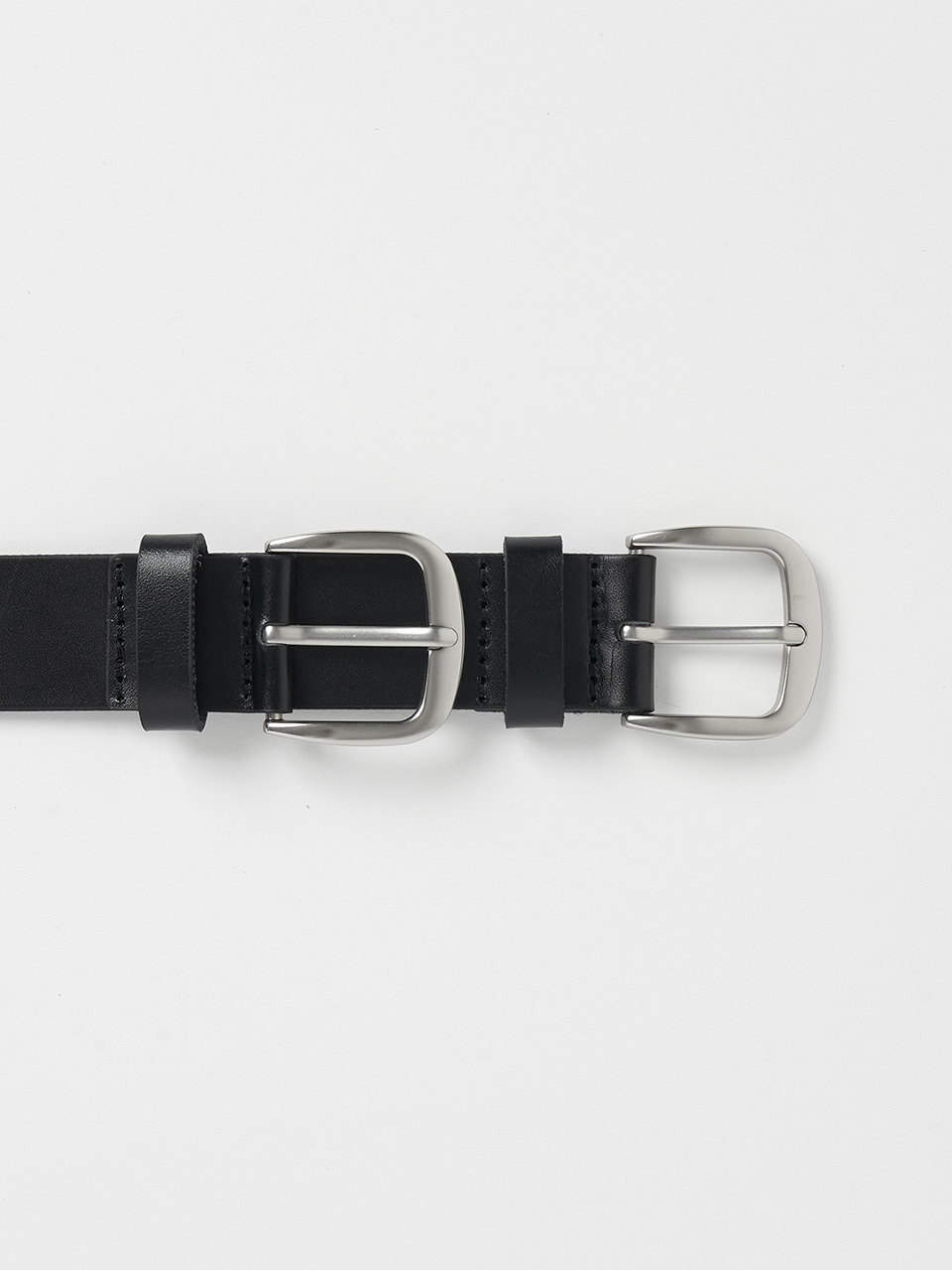 DOUBLE BUCKLE LEATHER BELT BLACK