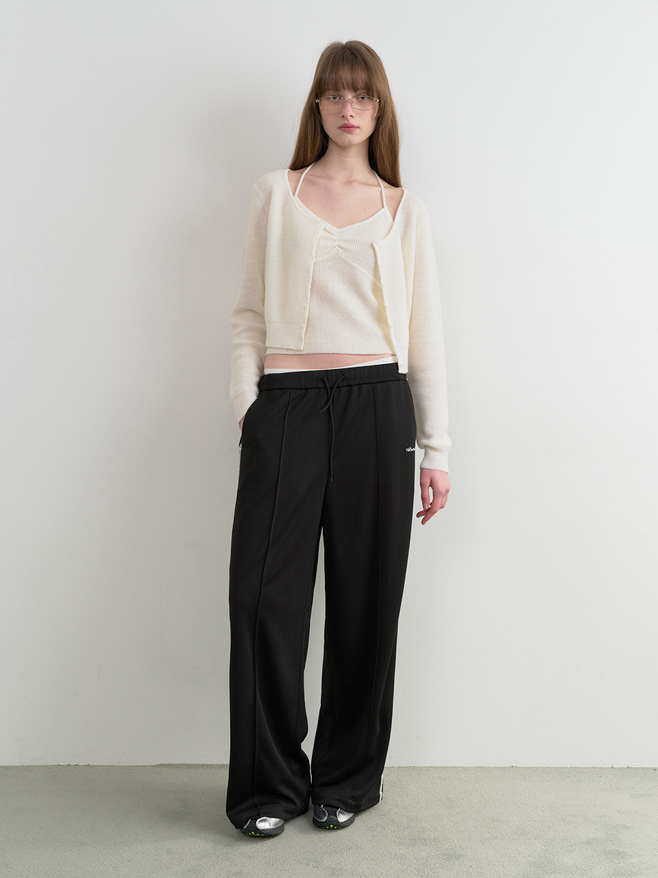 LACE TRACK PANTS BLACK