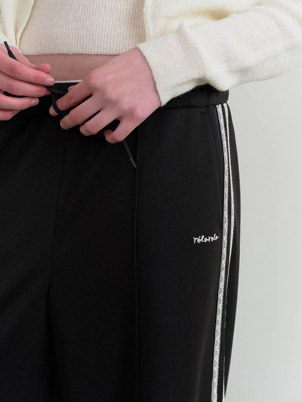 LACE TRACK PANTS BLACK