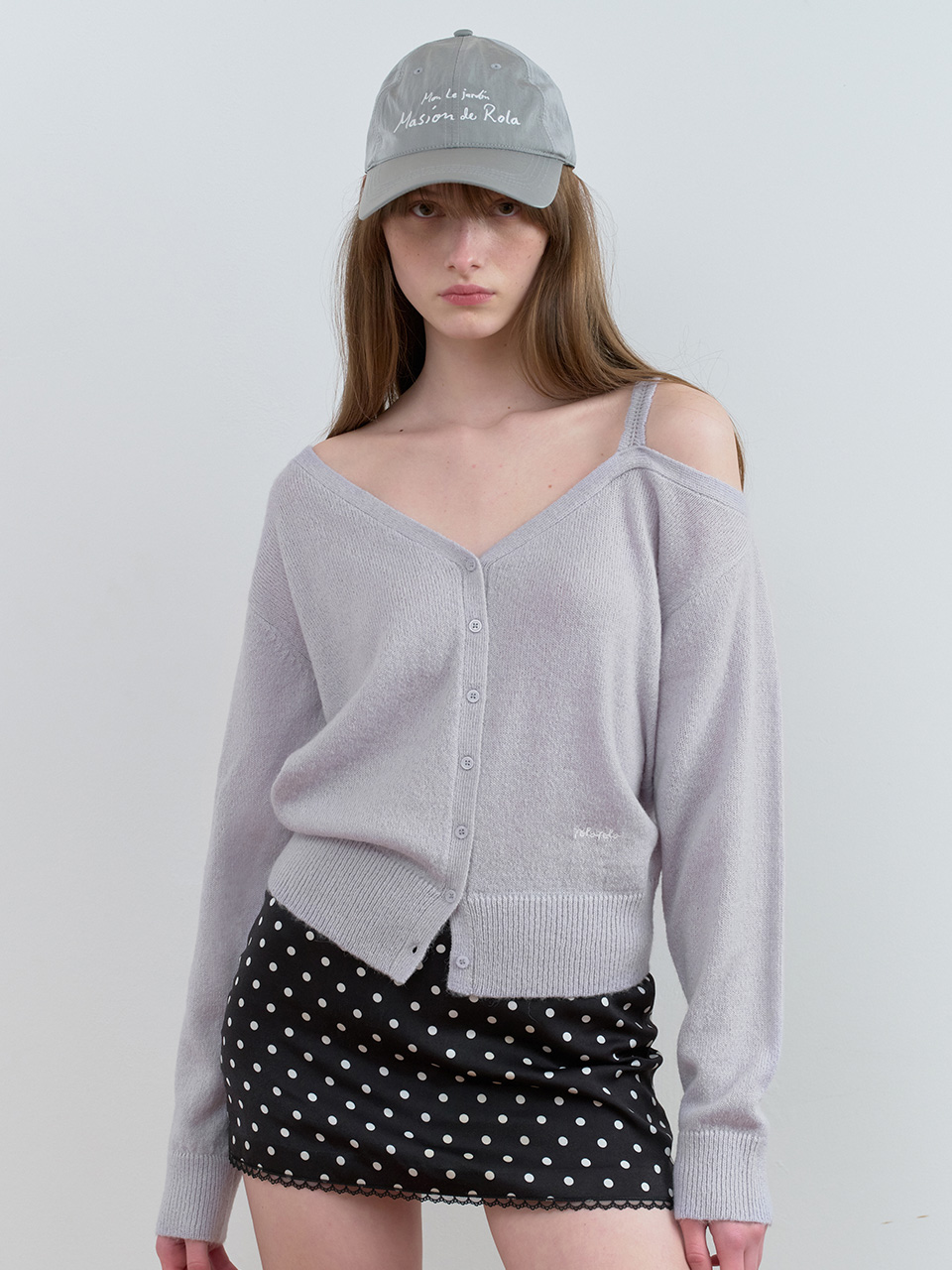 ONE OFF SHOULDER CARDIGAN L/GRAY