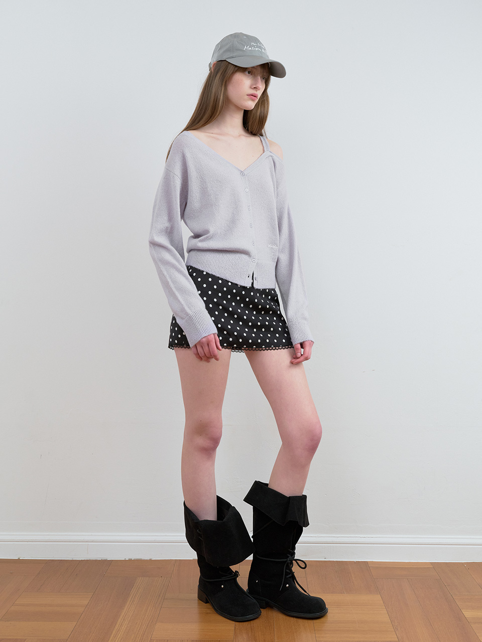 ONE OFF SHOULDER CARDIGAN L/GRAY