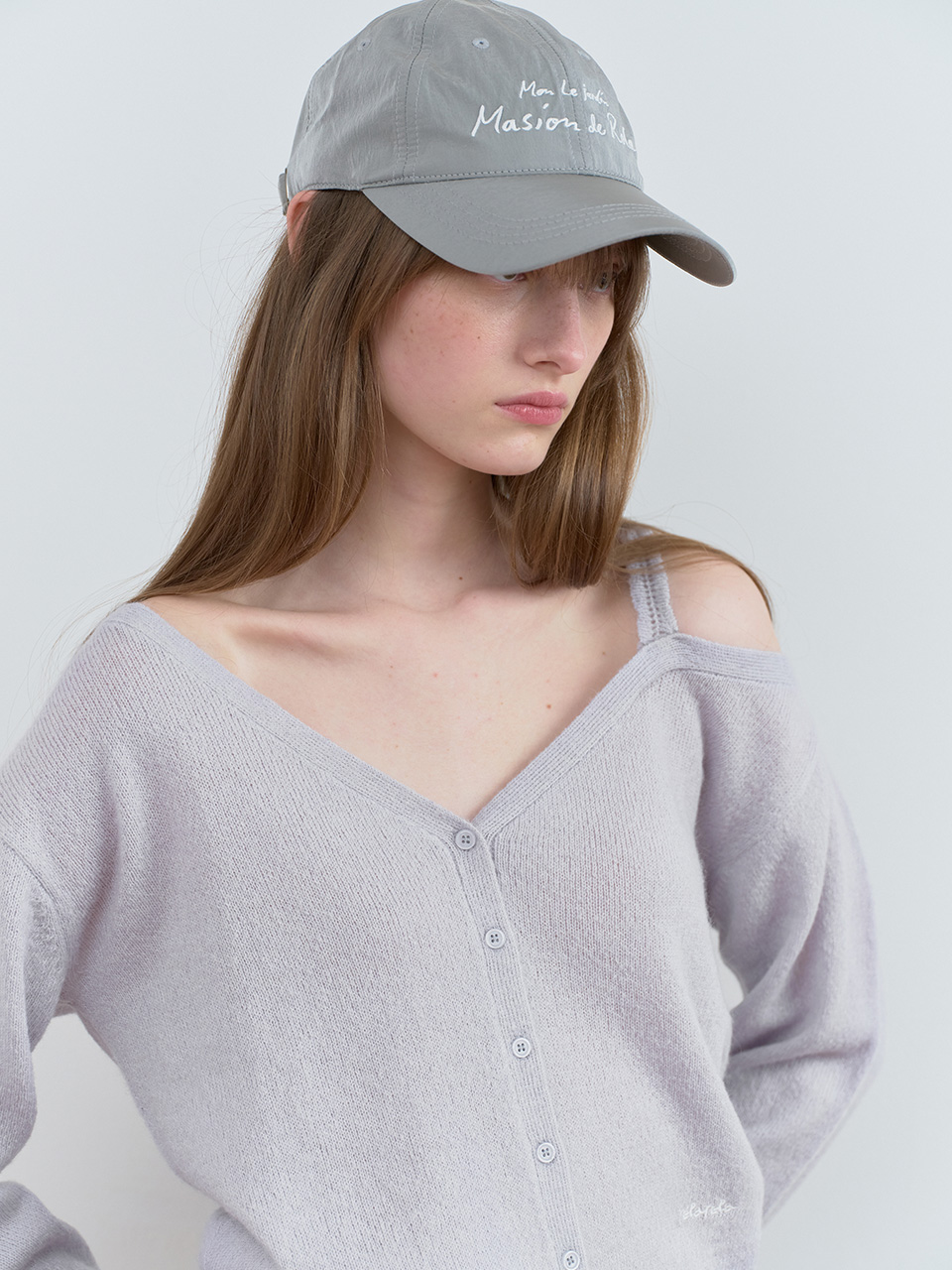 ONE OFF SHOULDER CARDIGAN L/GRAY