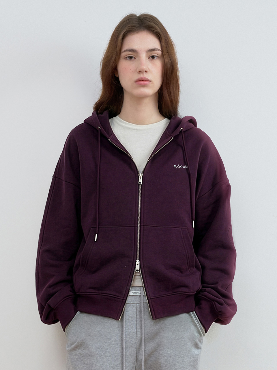 SIMPLE LOGO HOOD ZIP-UP VIOLET