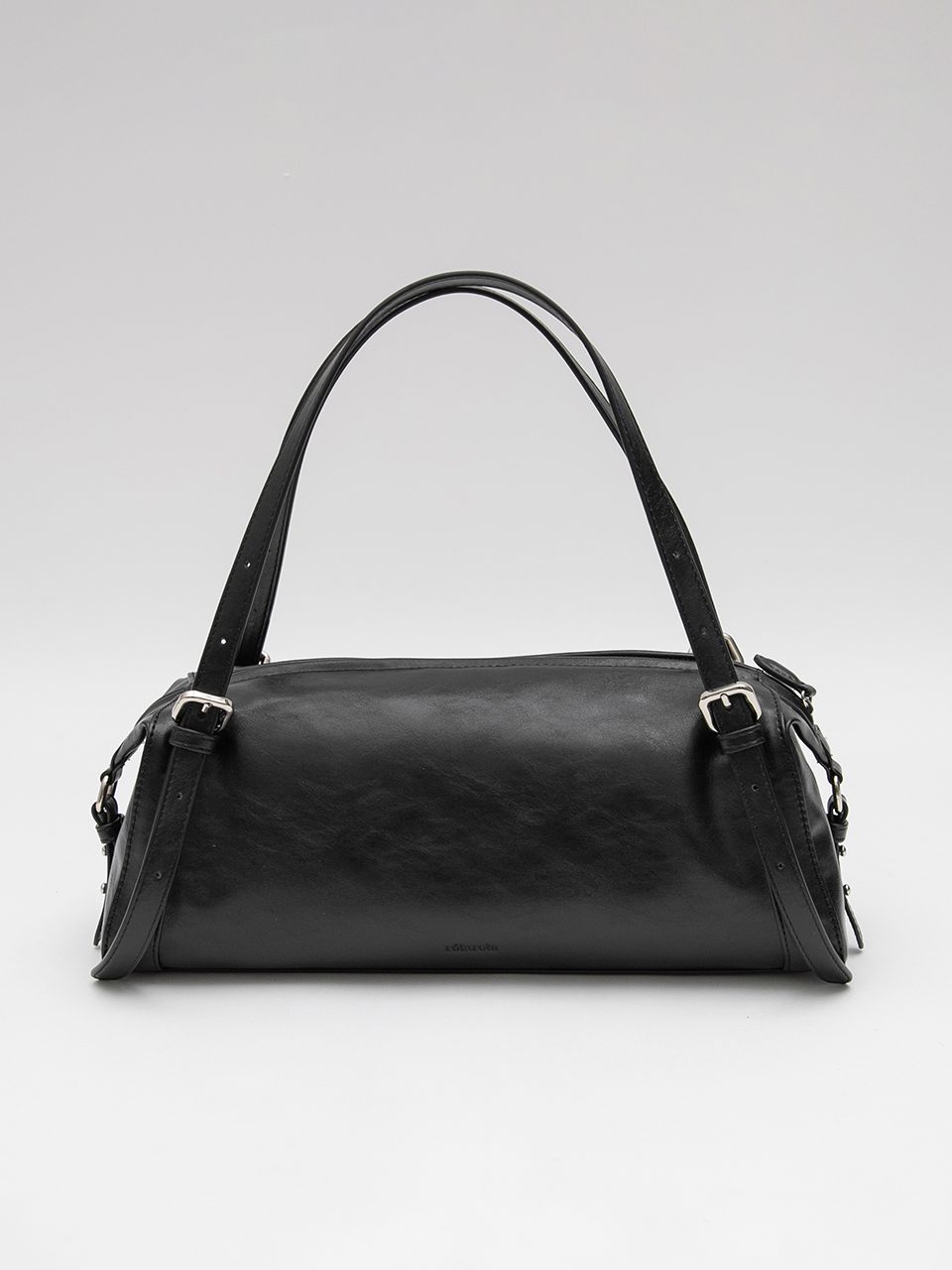FAUX LEATHER BUCKLE SHOULDER BAG BLACK