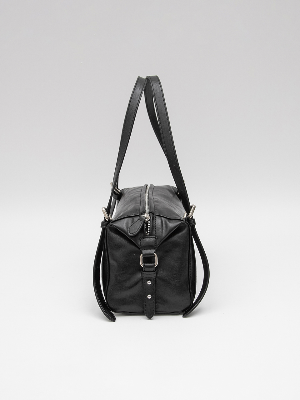 FAUX LEATHER BUCKLE SHOULDER BAG BLACK