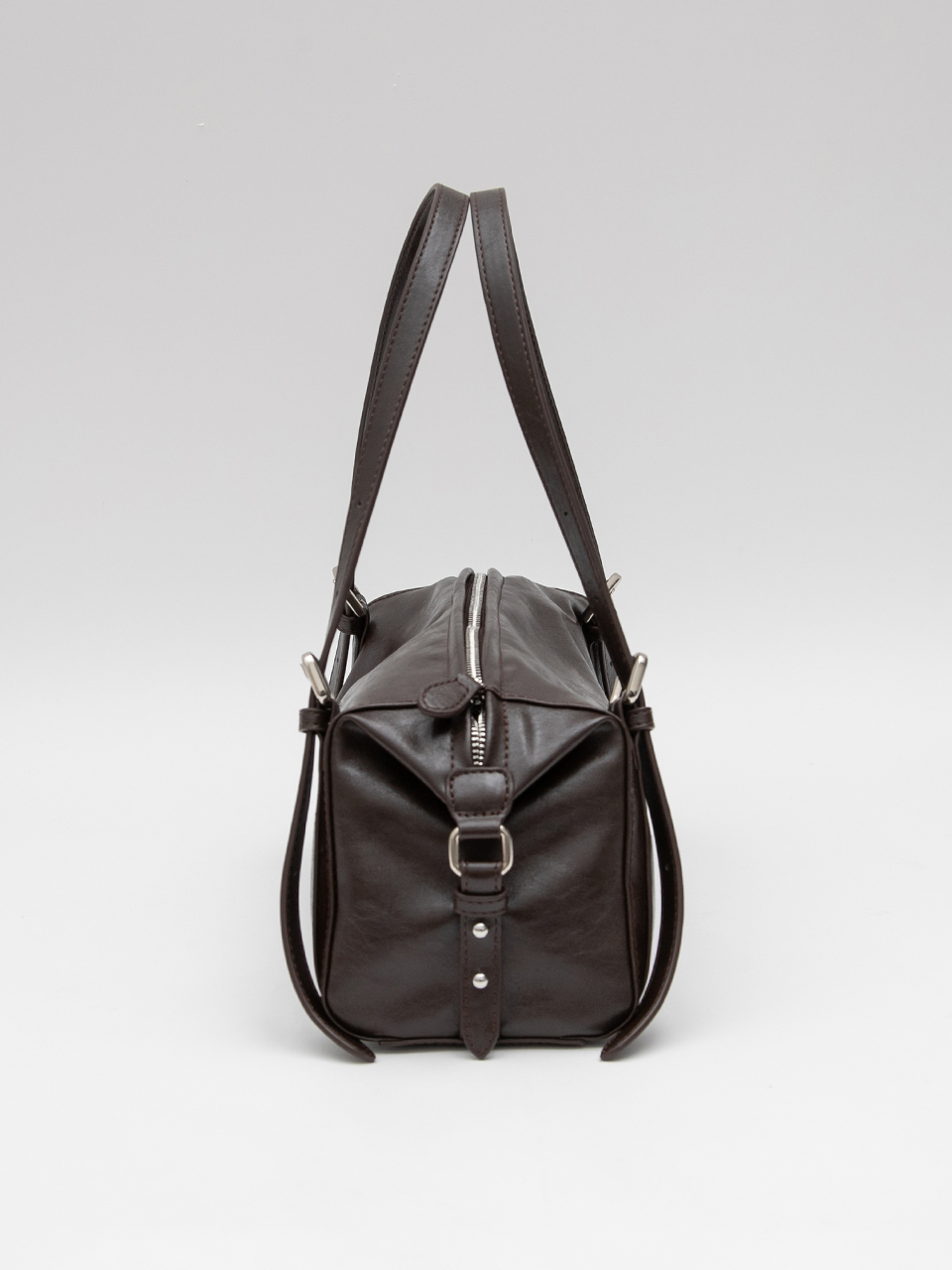 FAUX LEATHER BUCKLE SHOULDER BAG BROWN