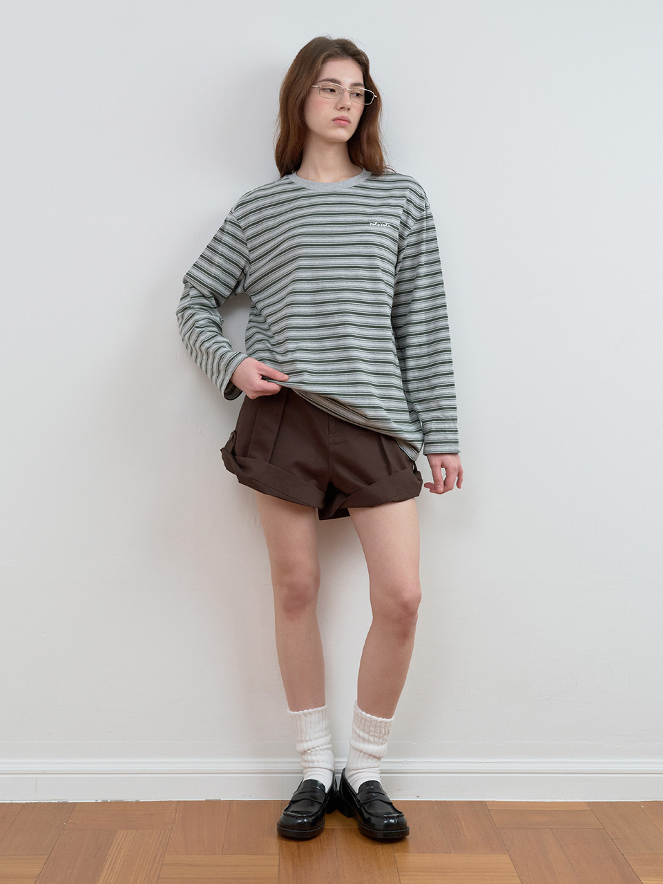 TURN UP SHORT PANTS BROWN