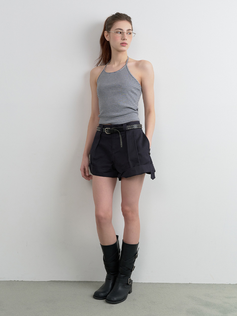 TURN UP SHORT PANTS NAVY