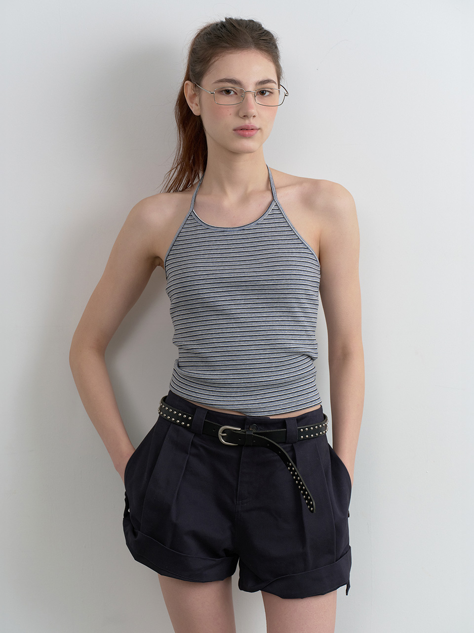 TURN UP SHORT PANTS NAVY