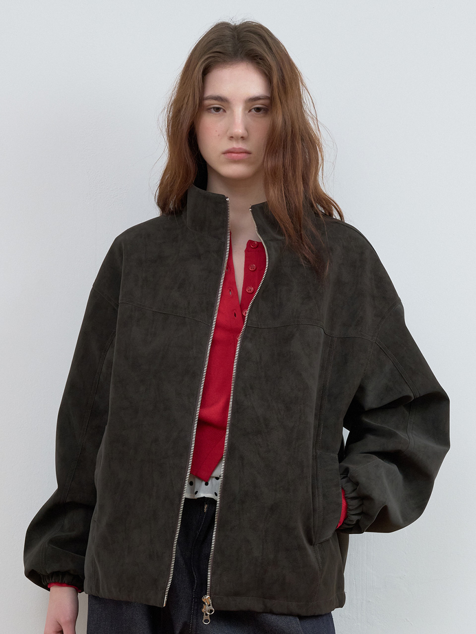 SUEDE BLOUSON JACKET BROWN