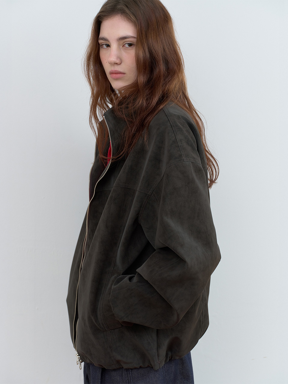 SUEDE BLOUSON JACKET BROWN