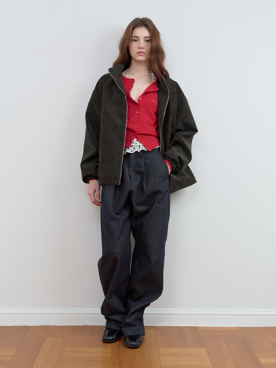 SUEDE BLOUSON JACKET BROWN