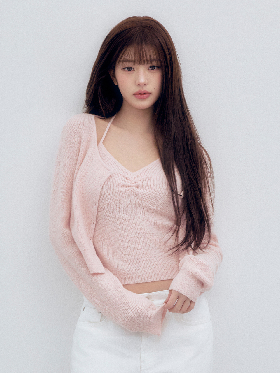 HALTER CARDIGAN SET PINK