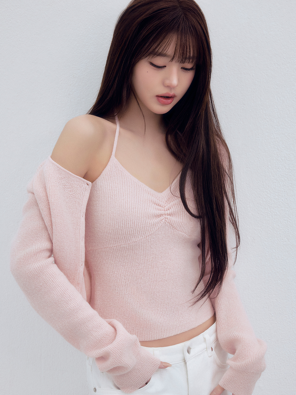 HALTER CARDIGAN SET PINK