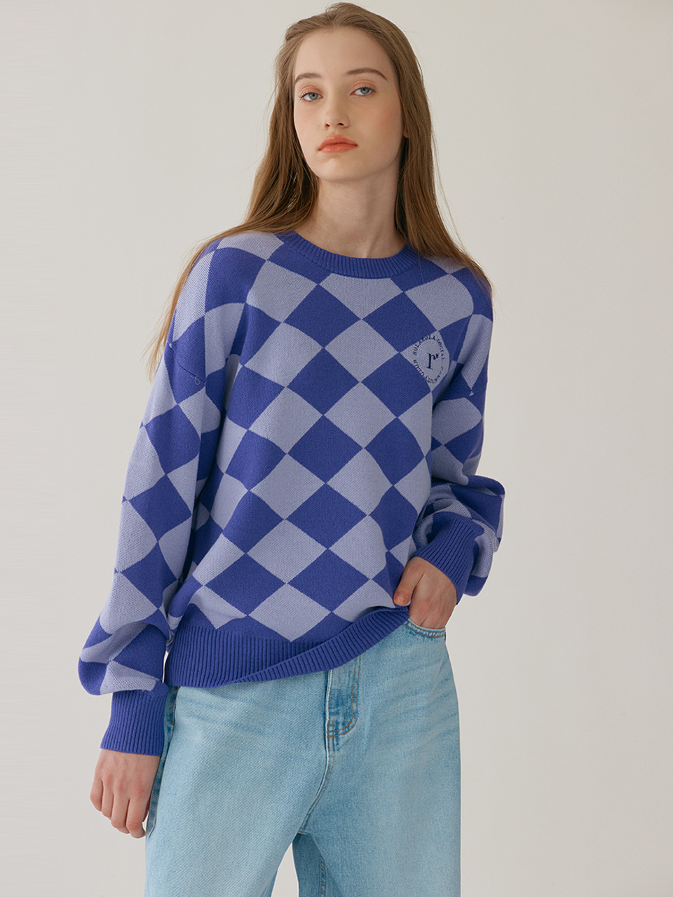 CHECKER BOARD KNIT PURPLE