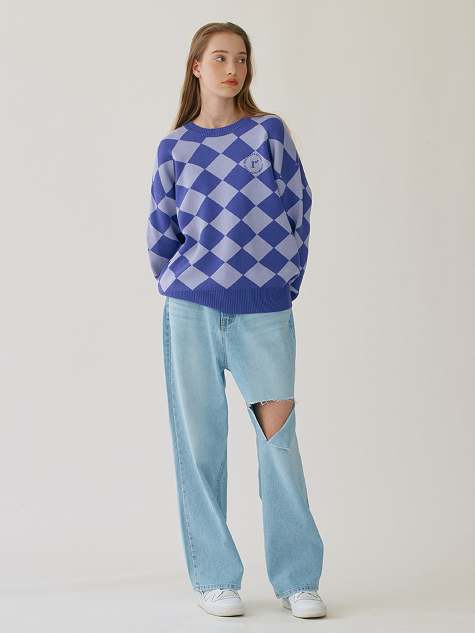 CHECKER BOARD KNIT PURPLE