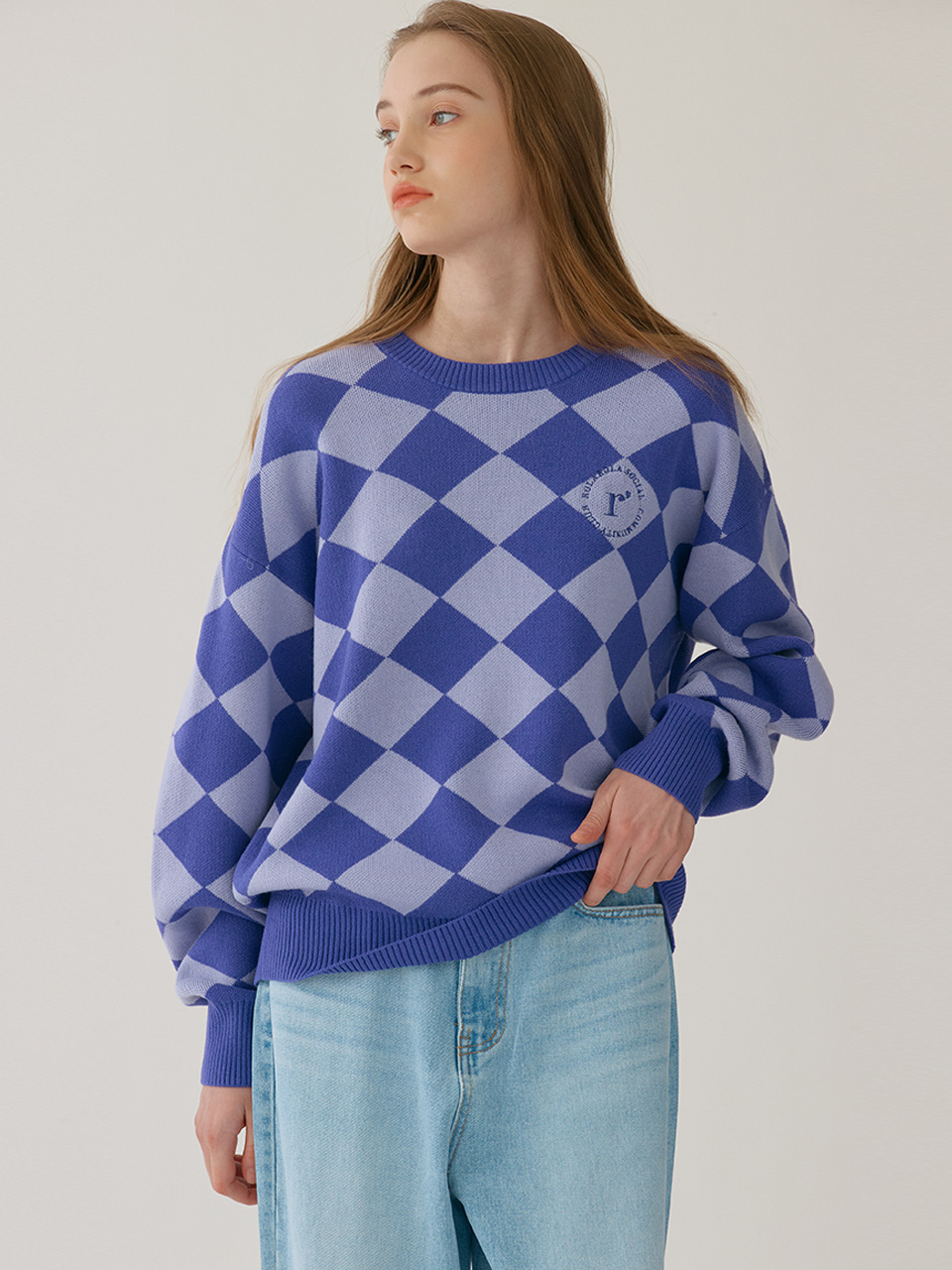 CHECKER BOARD KNIT PURPLE
