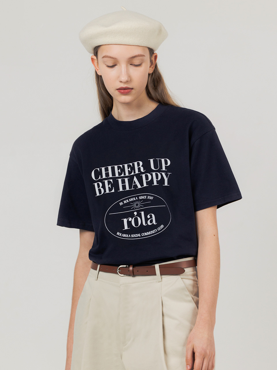 CHEER UP BE HAPPY T-SHIRT NAVY