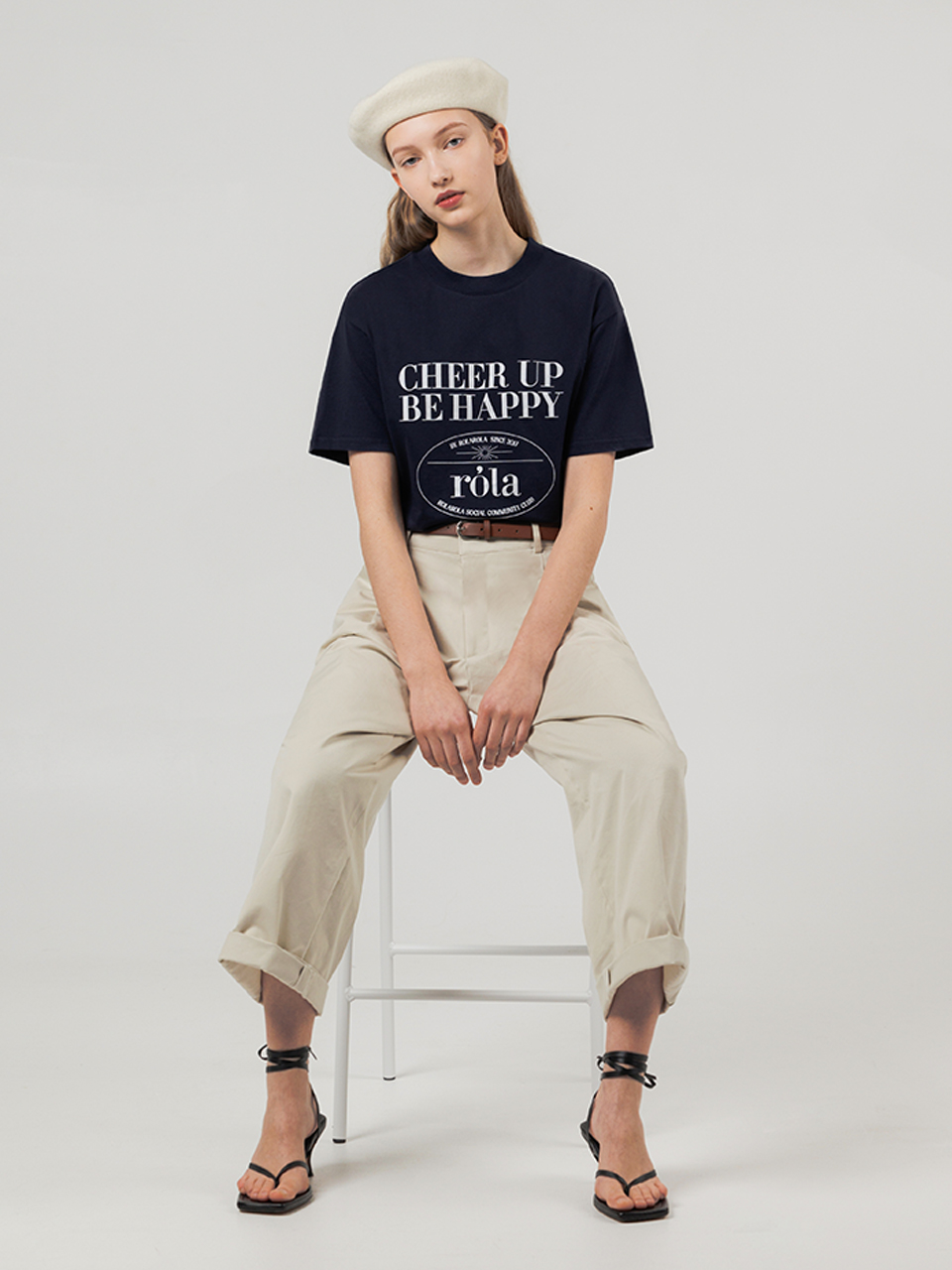 CHEER UP BE HAPPY T-SHIRT NAVY