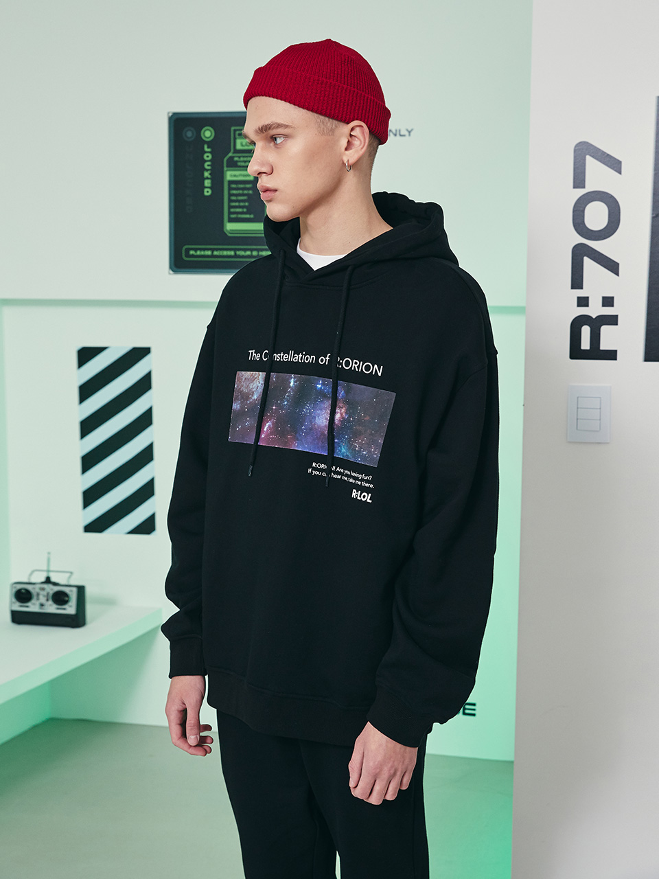 (HD-21122) R:LOL GALAXY HOOD T-SHIRT BLACK