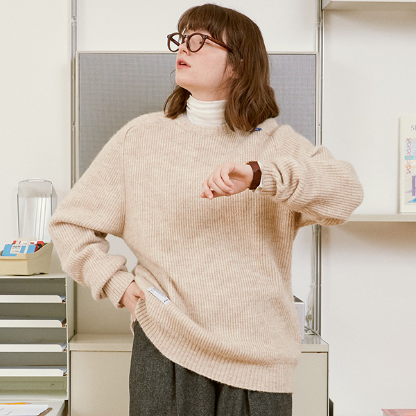 (KT-20737) R:LOL MELANGE KNIT PULLOVER OATMEAL