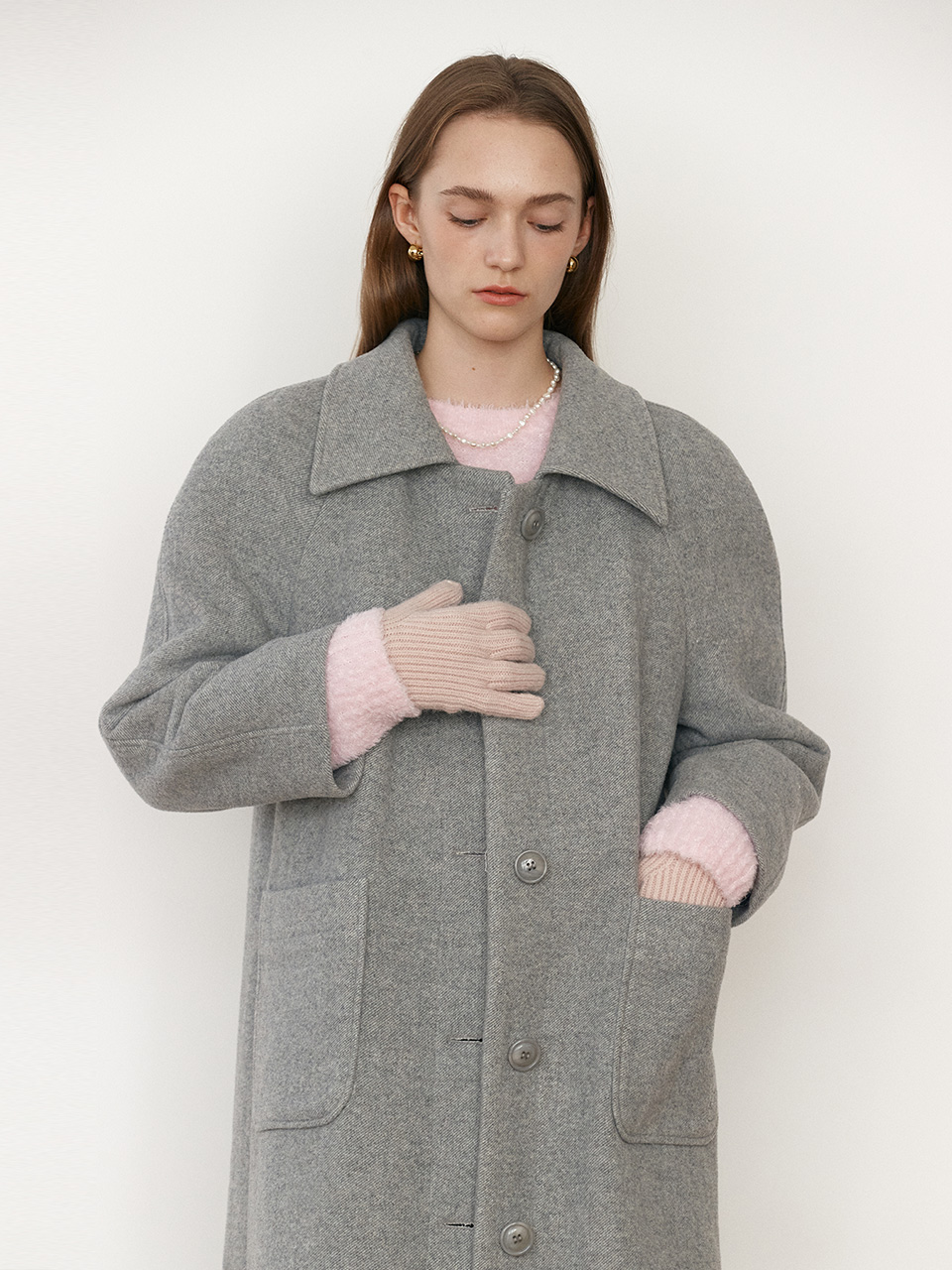 WOOL SINGLE COAT GRAY