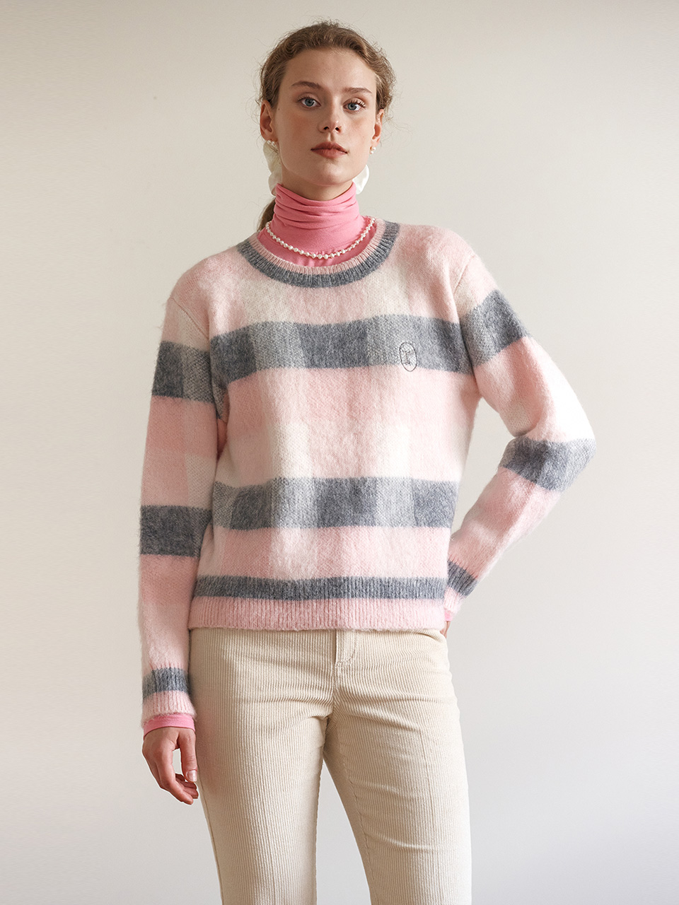 CHECK KNIT PINK