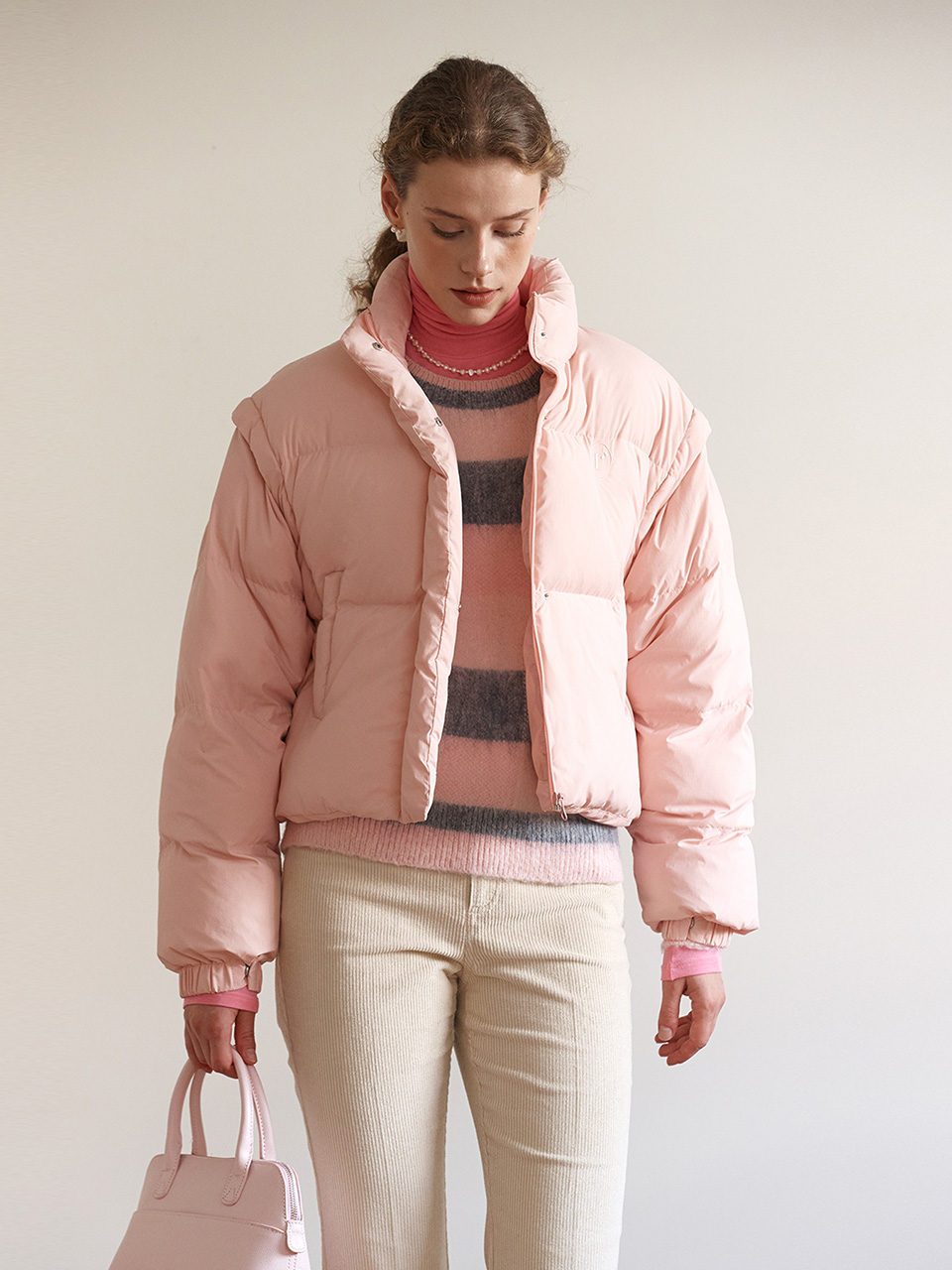 DETACHABLE PUFFER SHORT PADDING PINK